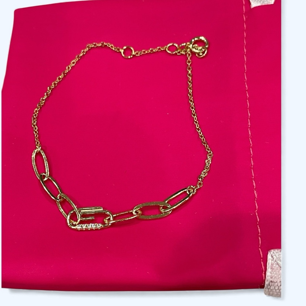Adina Eden Pavé Safety Pin Paper Clip Bracelet - Picture 5 of 6